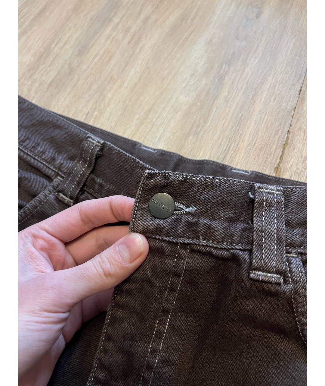 CARHARTT WIP Коричневые хлопковые повседневные брюки, фото 4