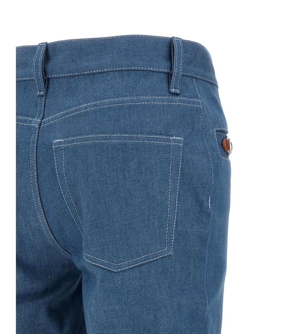 GUCCI Голубые хлопковые прямые джинсы, фото 4