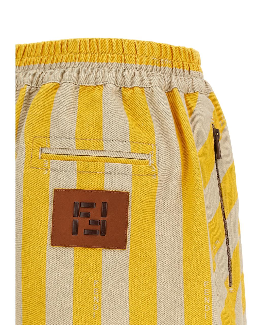 FENDI Желтые хлопковые шорты, фото 4