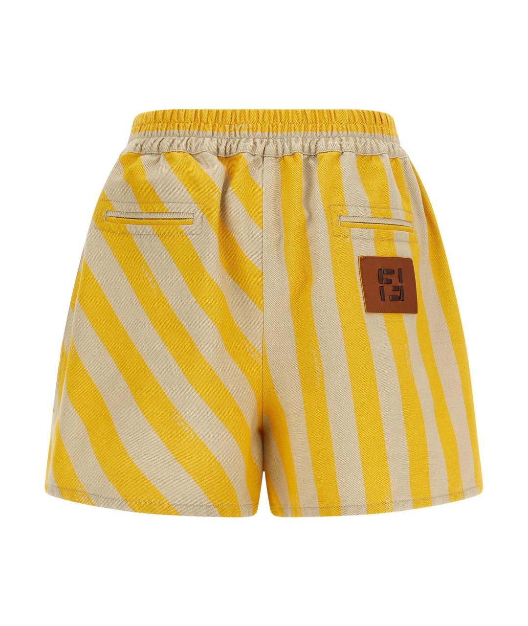 FENDI Желтые хлопковые шорты, фото 2
