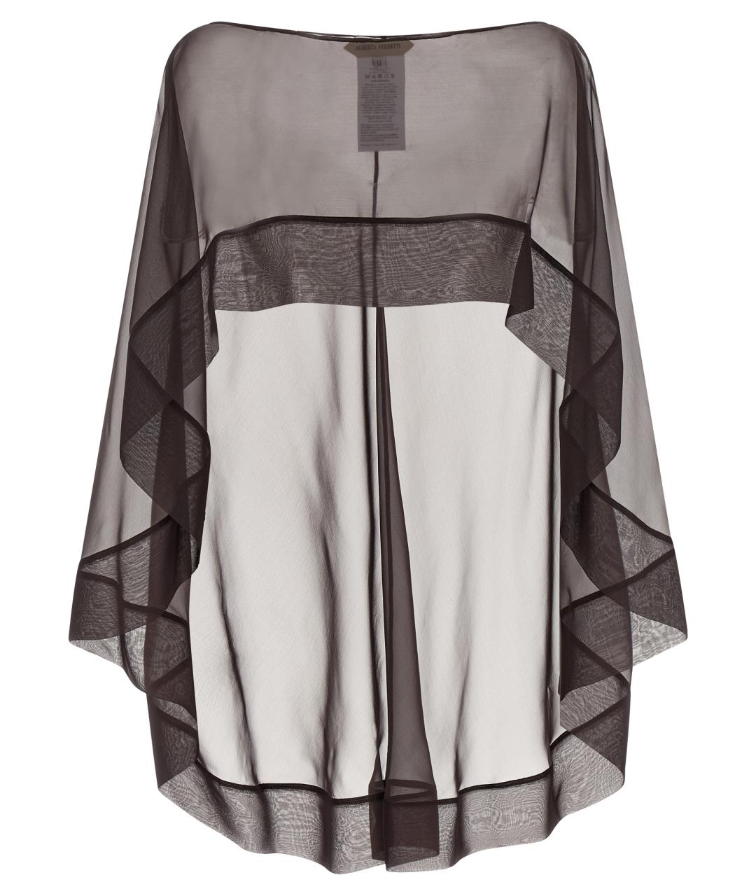 ALBERTA FERRETTI Коричневый шелковый шарф, фото 1