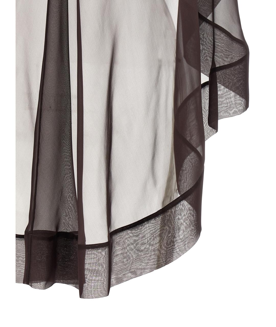 ALBERTA FERRETTI Коричневый шелковый шарф, фото 4