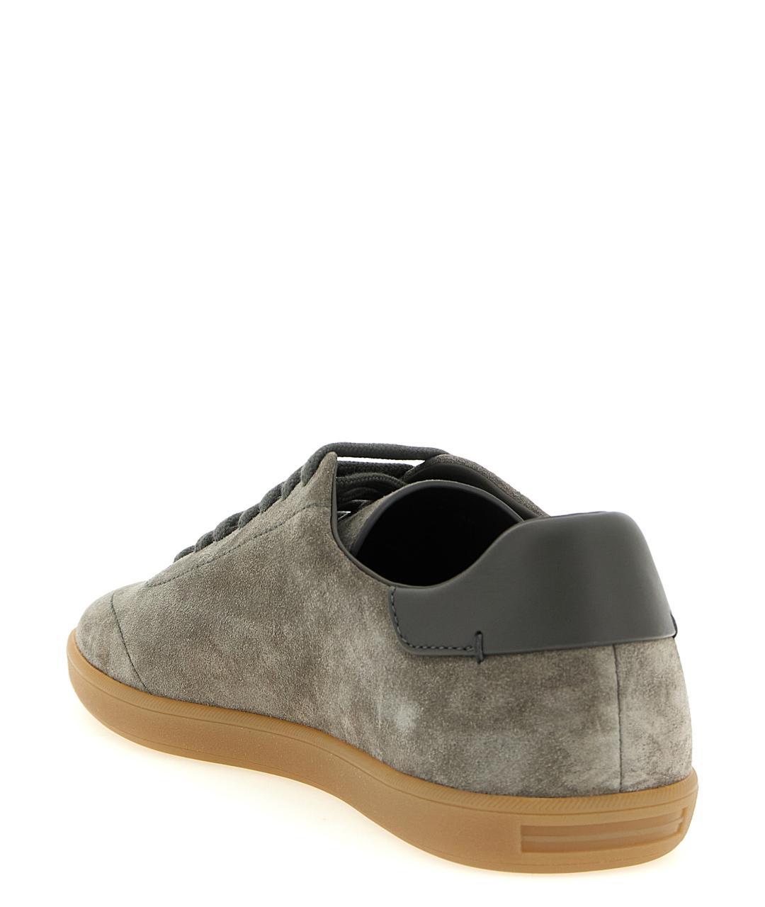 ZEGNA Серые кожаные низкие кроссовки / кеды, фото 3