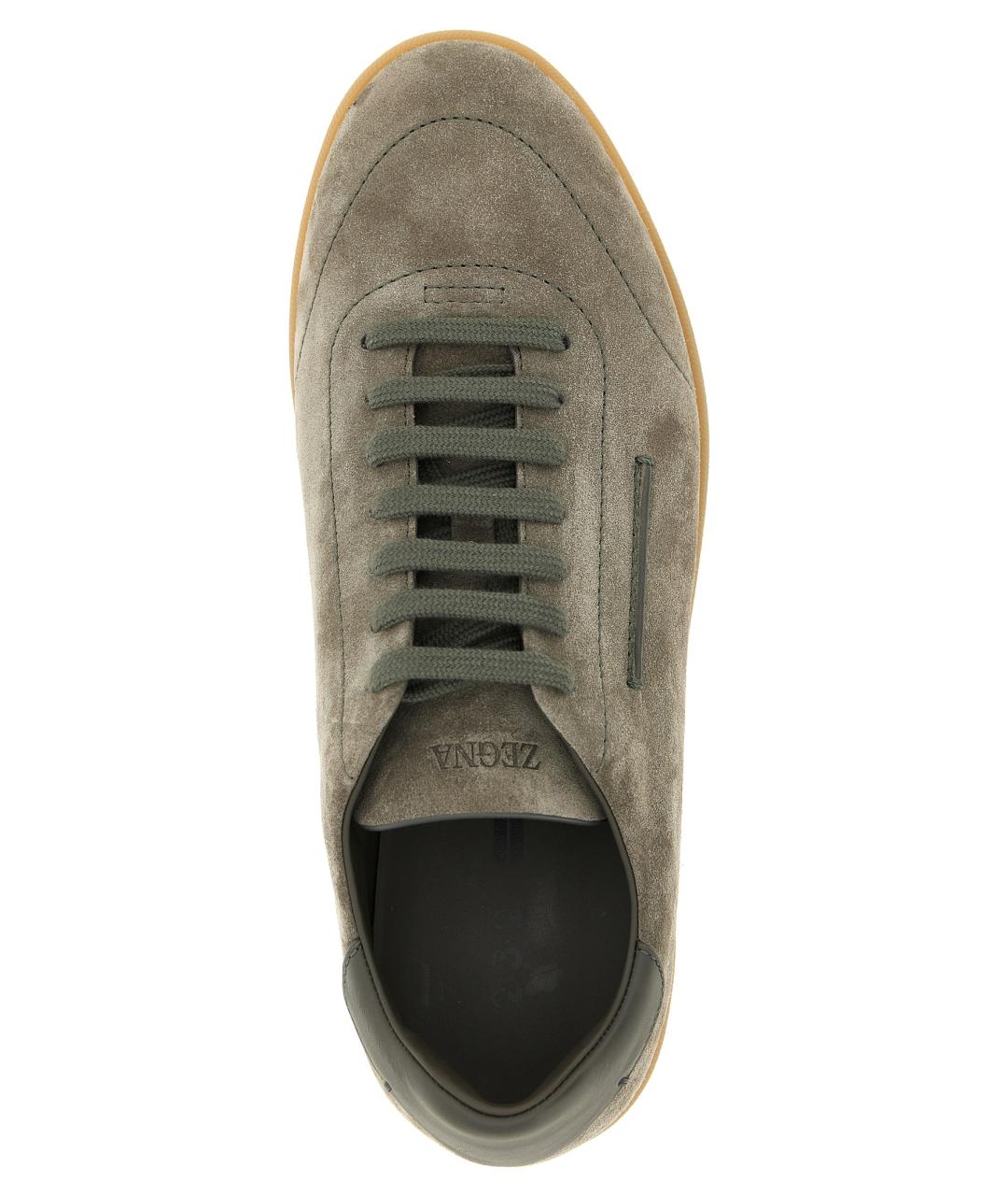 ZEGNA Серые кожаные низкие кроссовки / кеды, фото 4