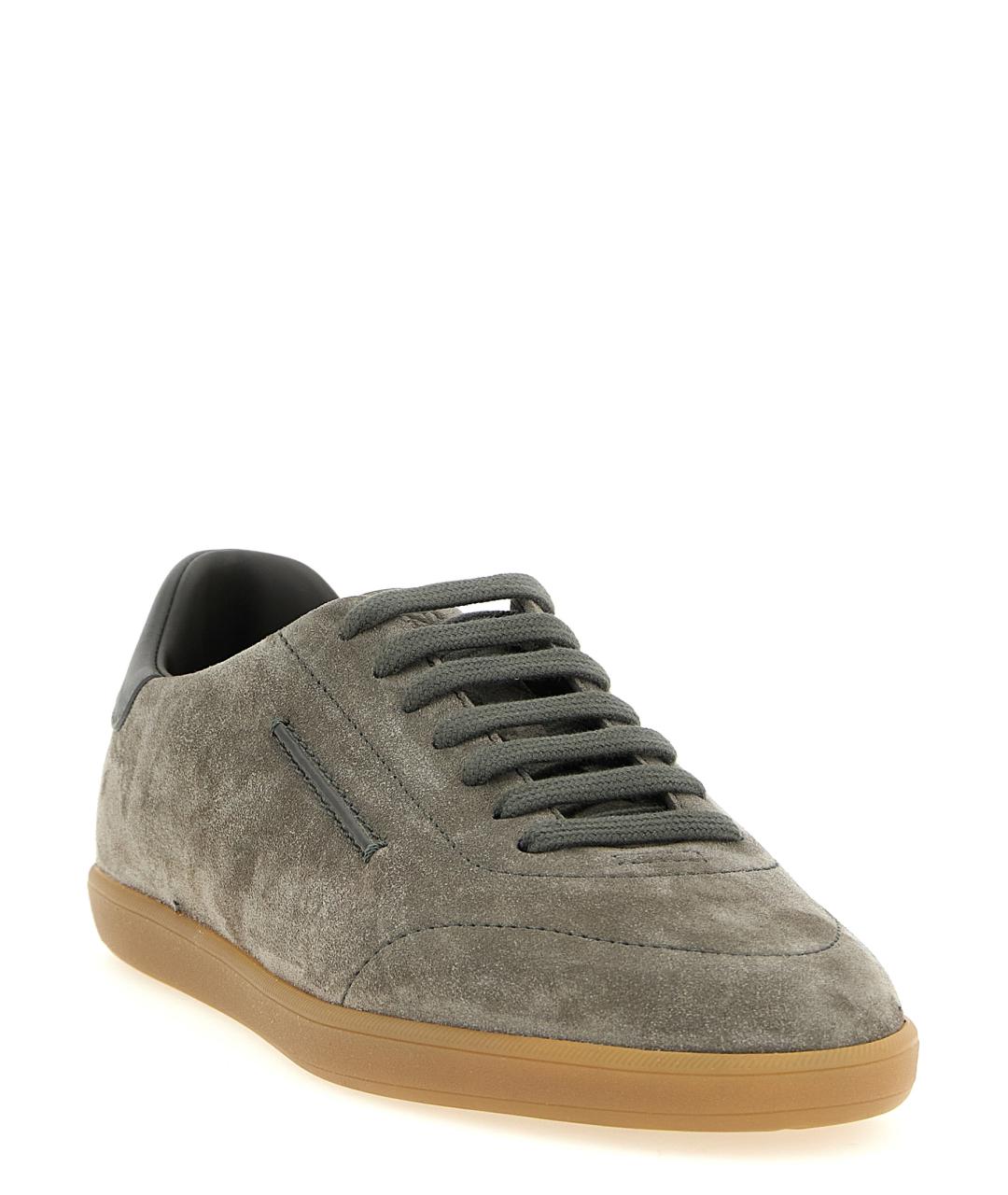 ZEGNA Серые кожаные низкие кроссовки / кеды, фото 2