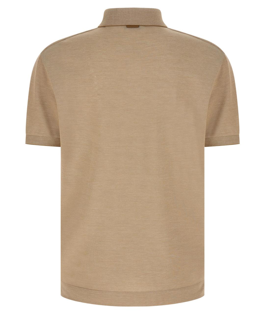 ZEGNA Бежевое хлопковое поло с коротким рукавом, фото 2