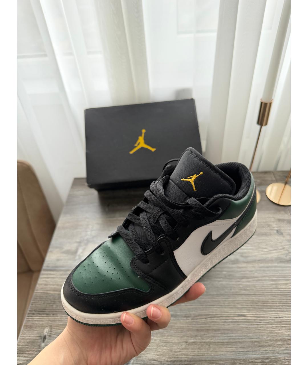 JORDAN Зеленые кожаные кроссовки, фото 3