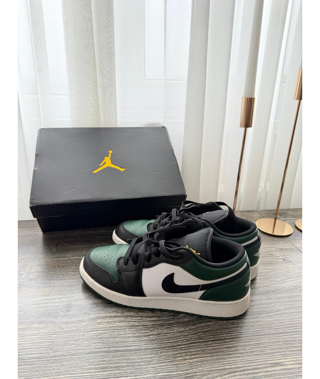 JORDAN Зеленые кожаные кроссовки, фото 4