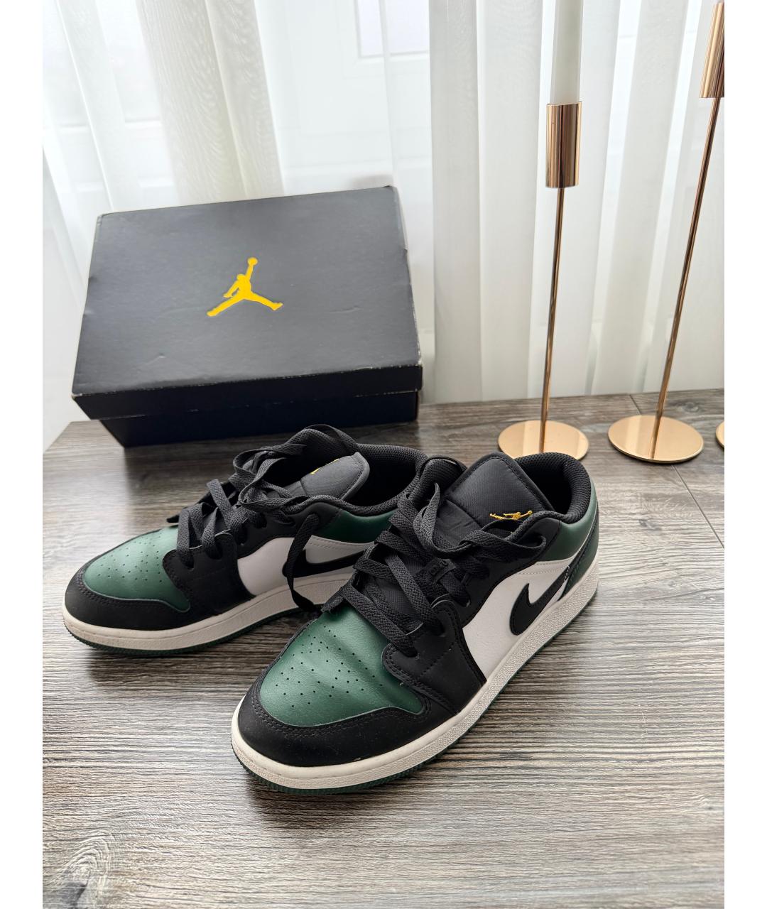 JORDAN Зеленые кожаные кроссовки, фото 2
