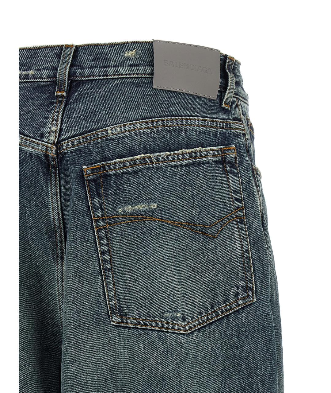 BALENCIAGA Синие хлопковые прямые джинсы, фото 4