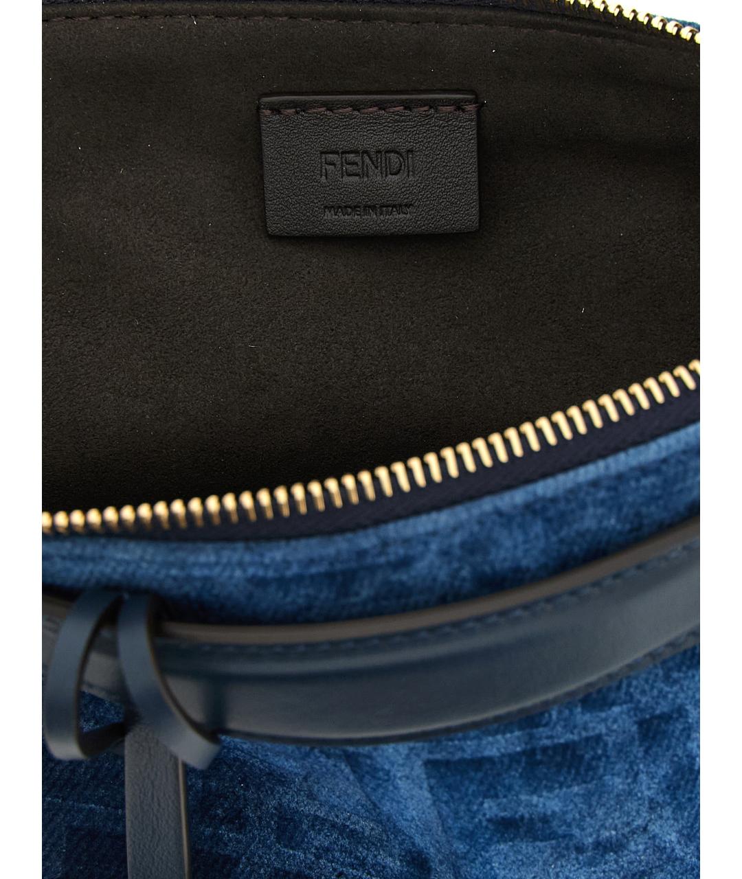 FENDI Синяя жаккардовая сумка тоут, фото 4