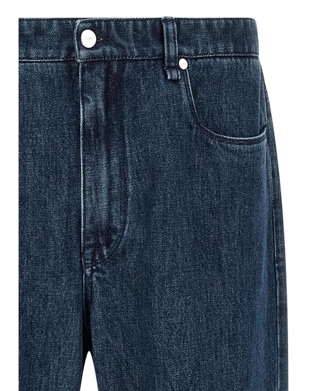 FENDI Синие хлопковые прямые джинсы, фото 3