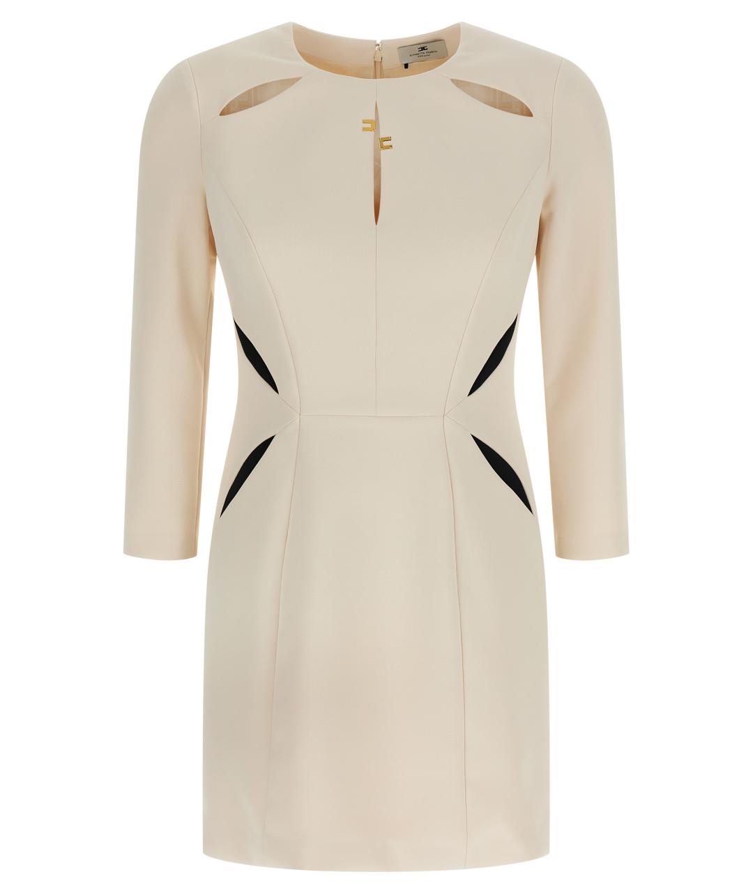 ELISABETTA FRANCHI Бежевое полиэстеровое платье, фото 1