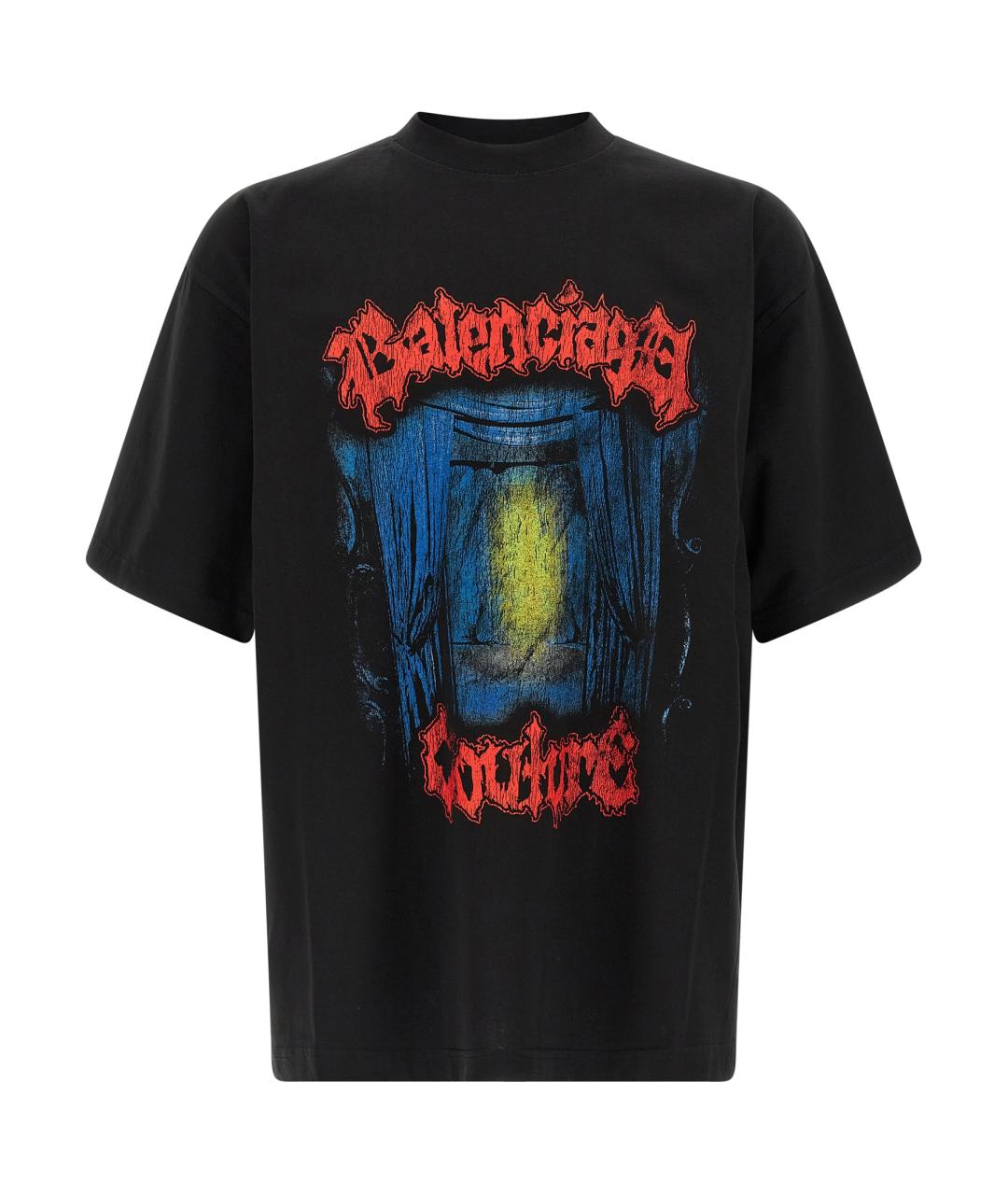 BALENCIAGA Черная хлопковая футболка, фото 1