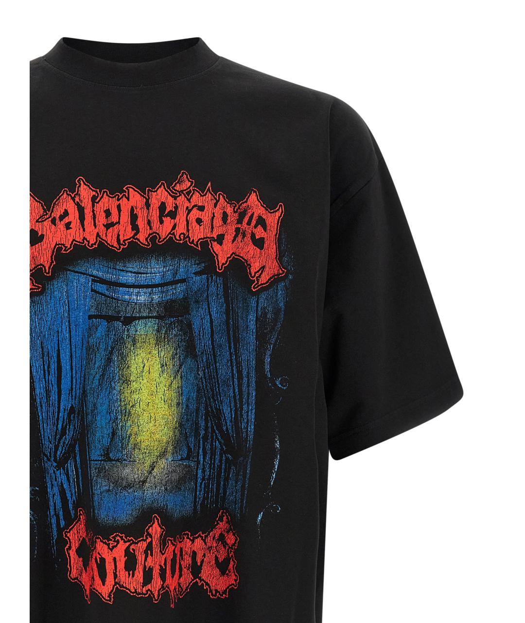 BALENCIAGA Черная хлопковая футболка, фото 3