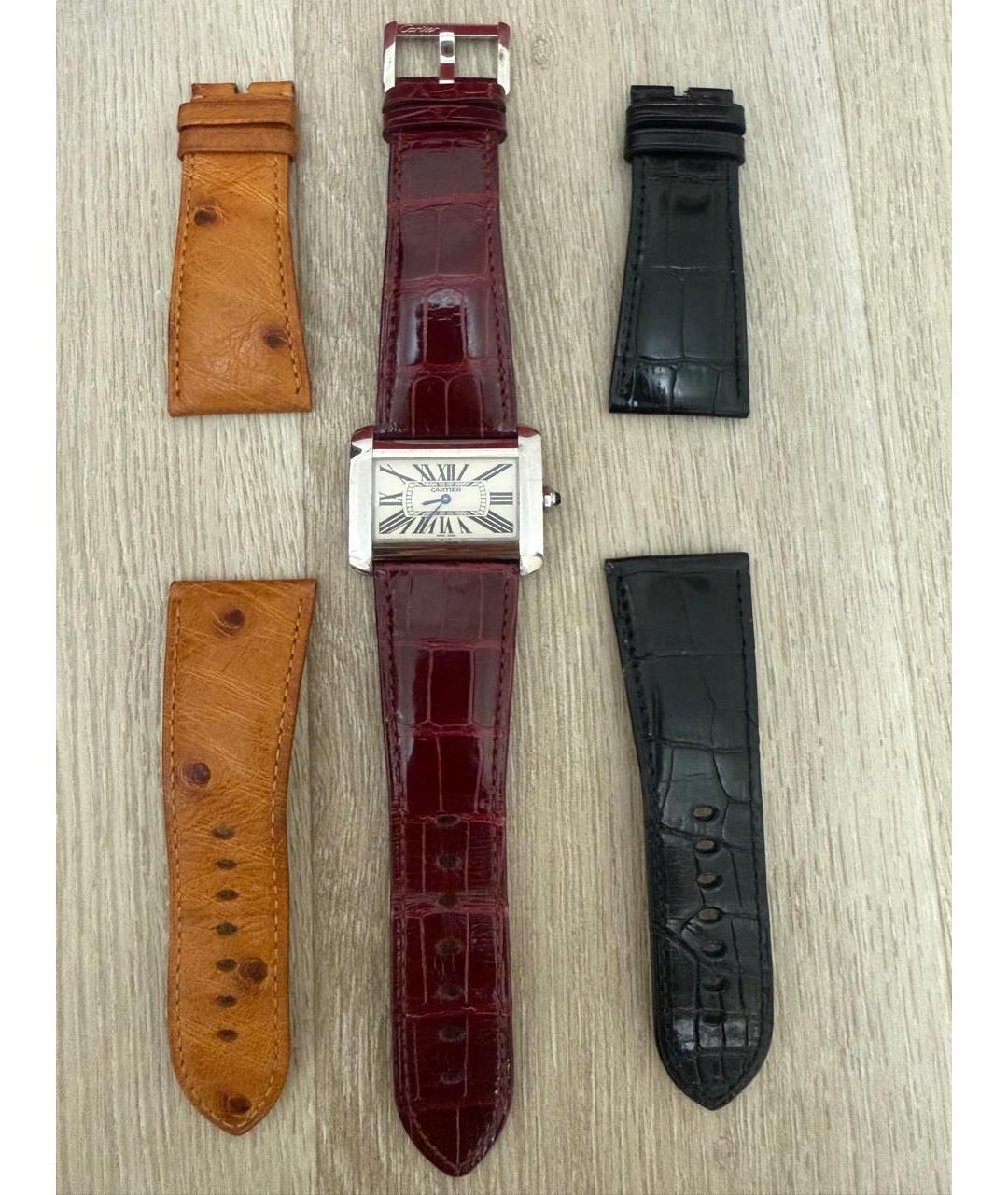 CARTIER Черные кожаные часы, фото 5