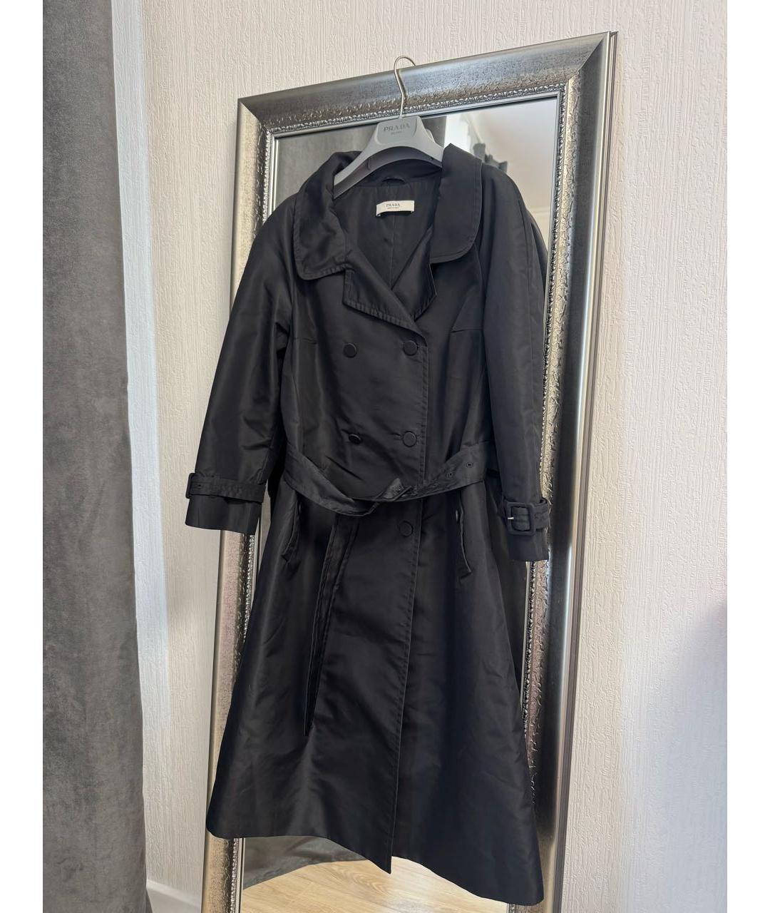 PRADA Черный шелковый тренч/плащ, фото 6