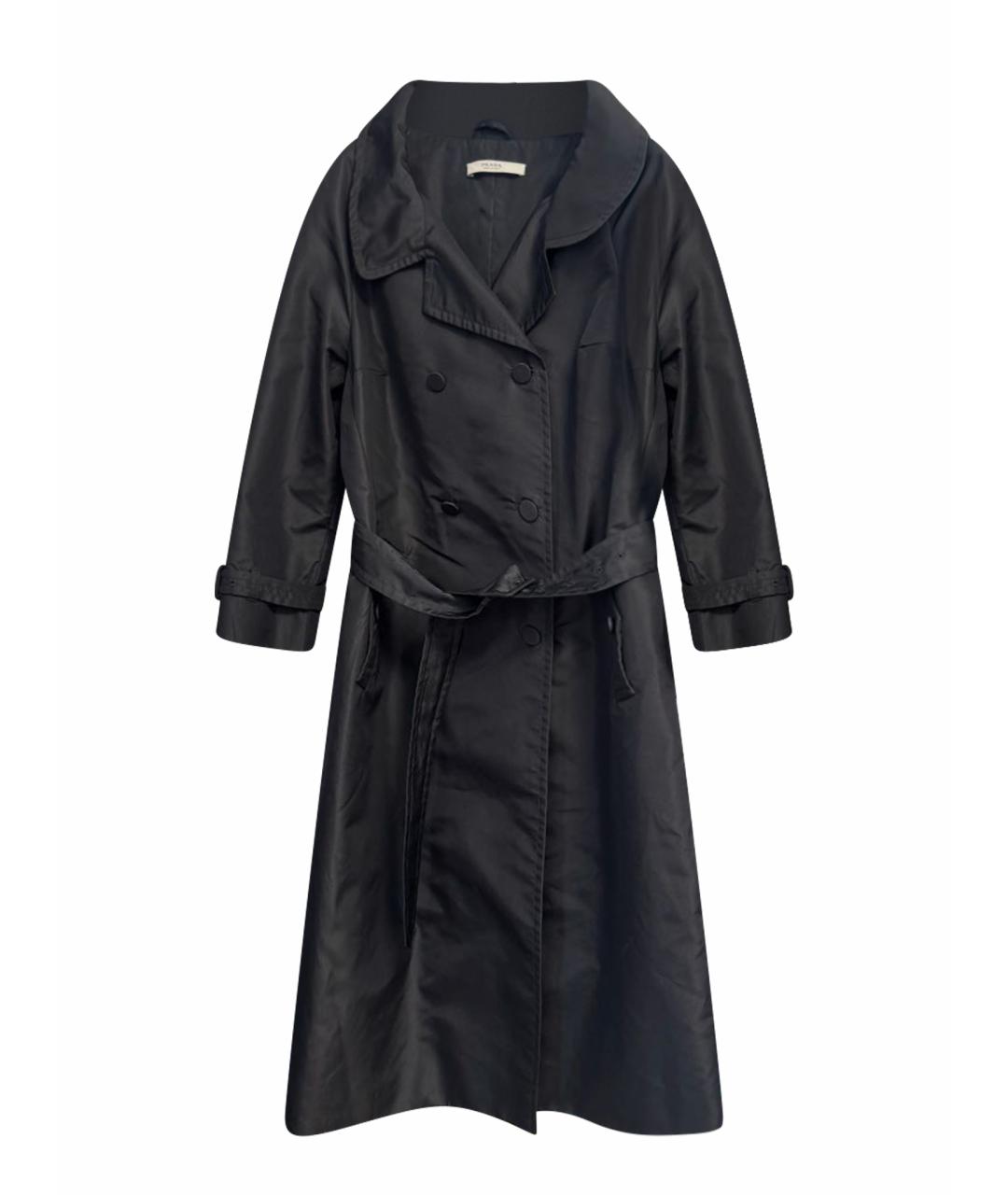 PRADA Черный шелковый тренч/плащ, фото 1