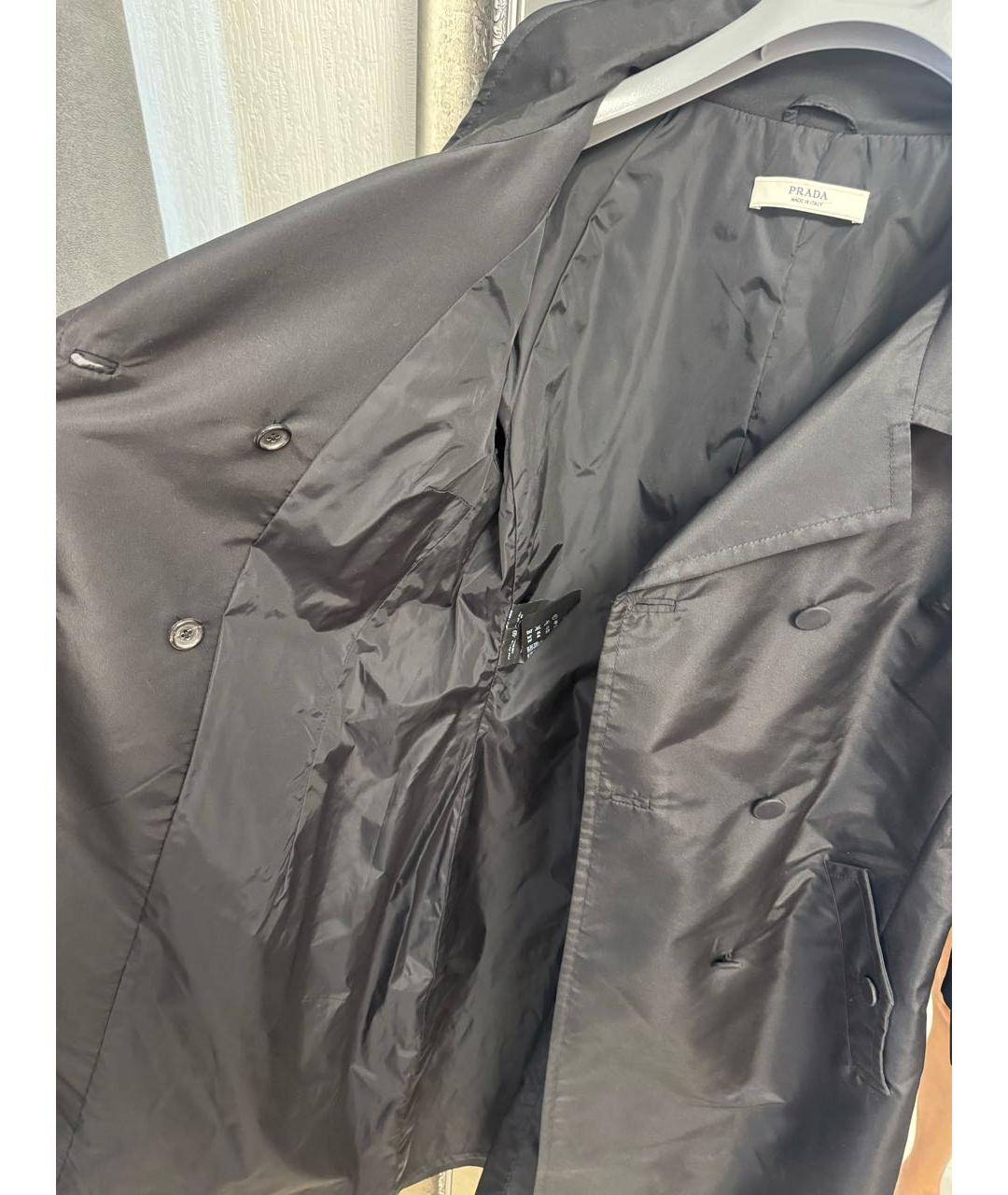 PRADA Черный шелковый тренч/плащ, фото 4