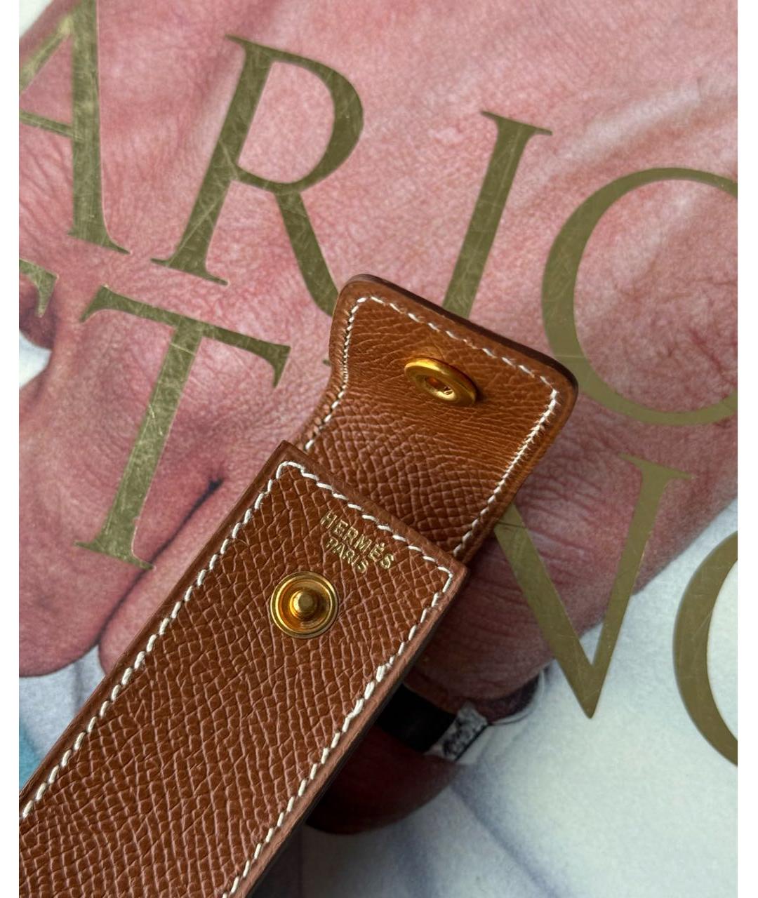 HERMES Коричневая кожаная косметичка, фото 4