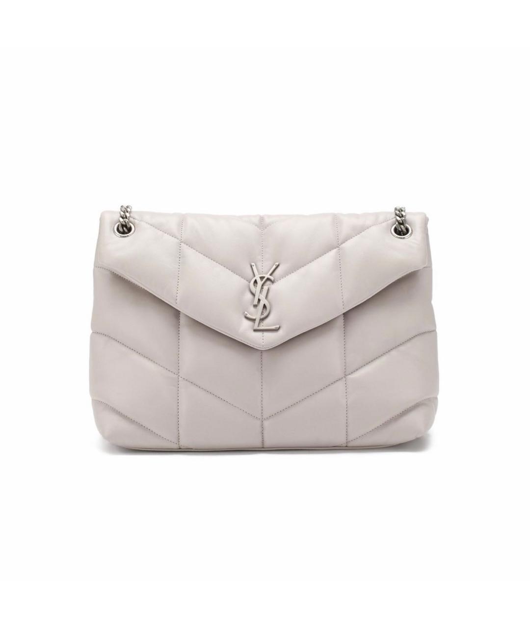 SAINT LAURENT Серая кожаная сумка через плечо, фото 4