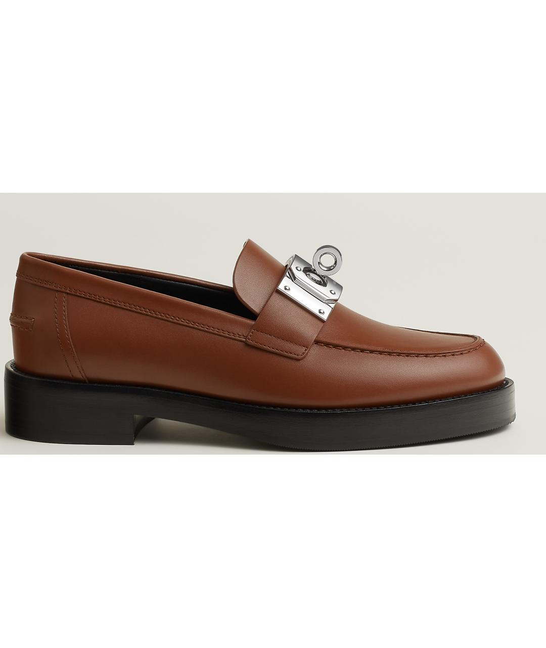 HERMES Коричневые кожаные лоферы, фото 10