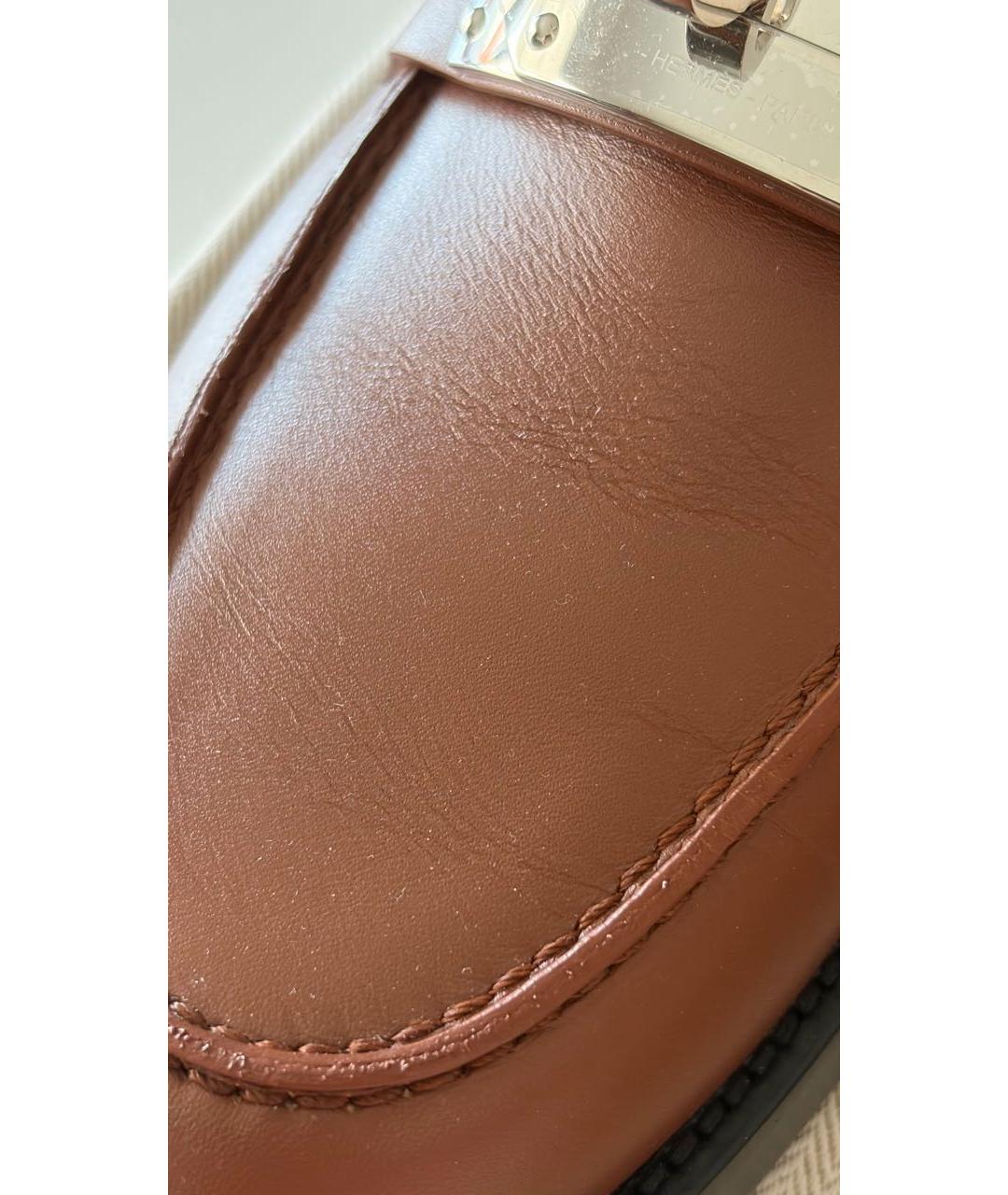 HERMES Коричневые кожаные лоферы, фото 8