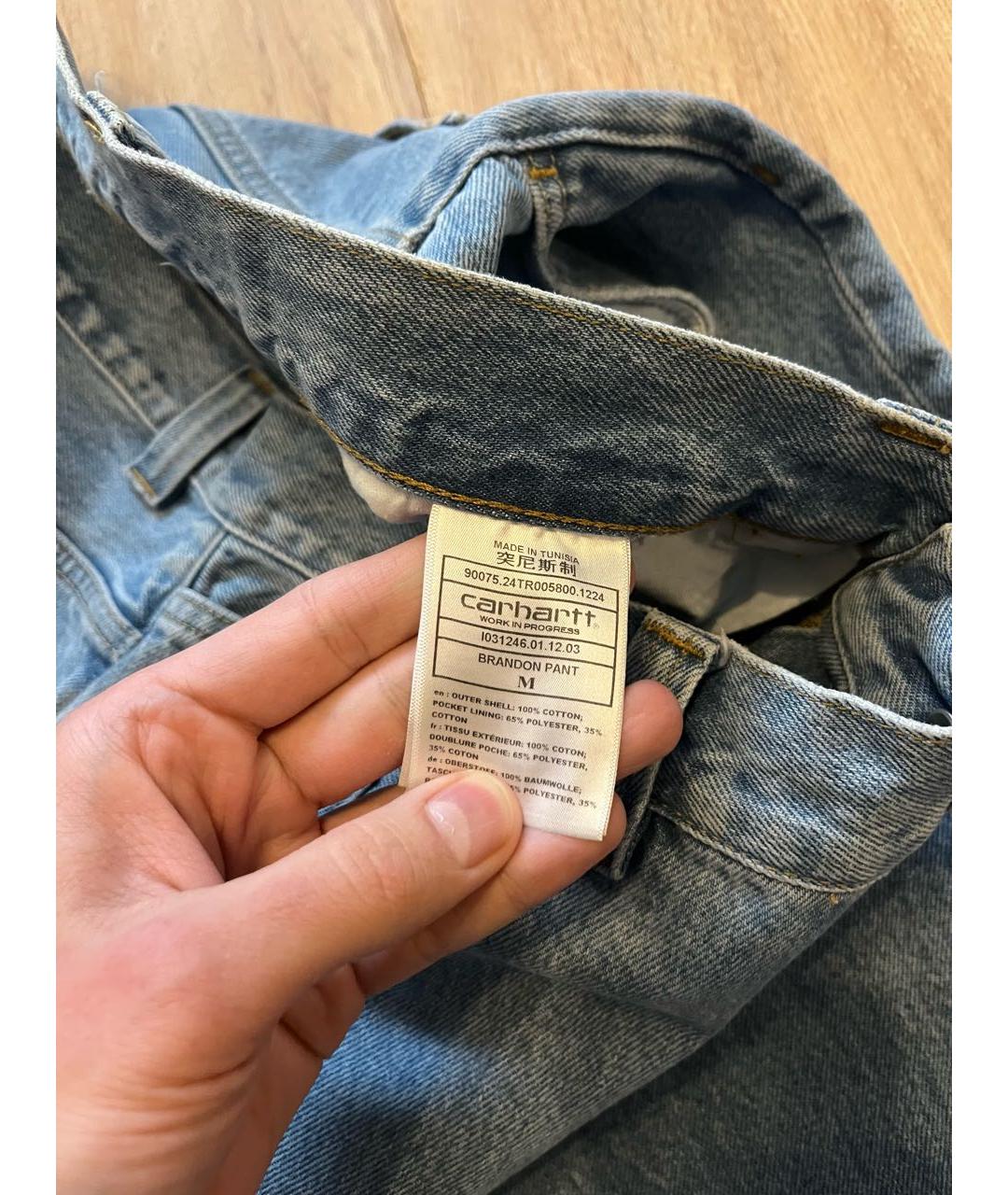 CARHARTT WIP Голубые хлопковые прямые джинсы, фото 4