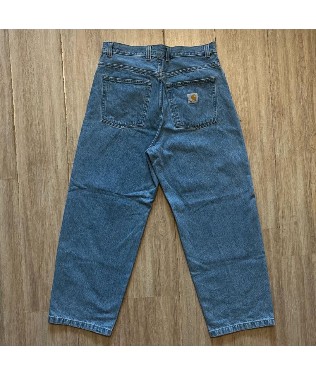CARHARTT WIP Голубые хлопковые прямые джинсы, фото 2