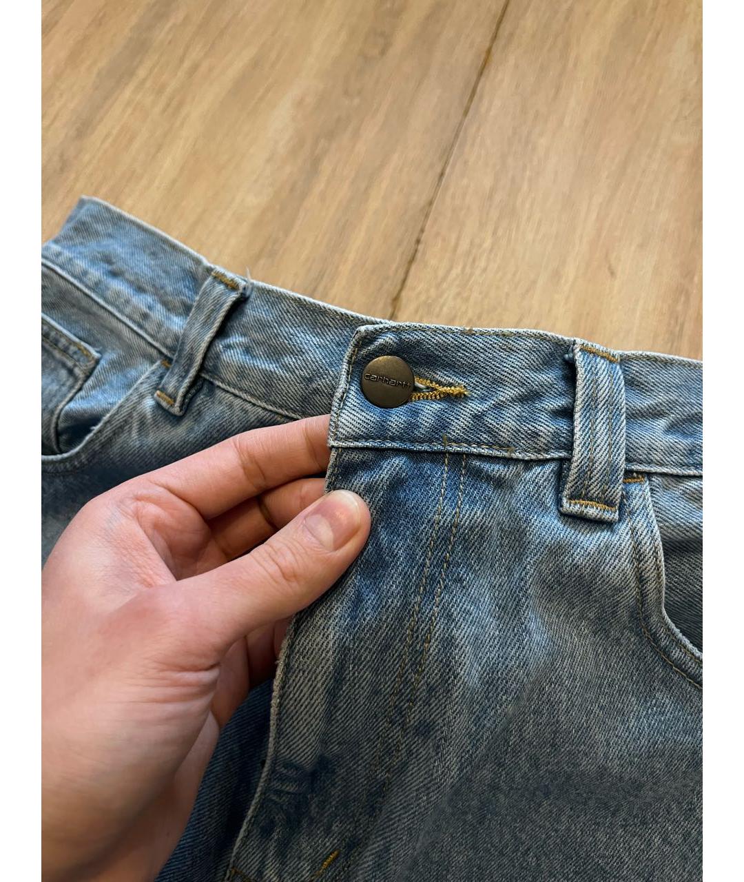 CARHARTT WIP Голубые хлопковые прямые джинсы, фото 3