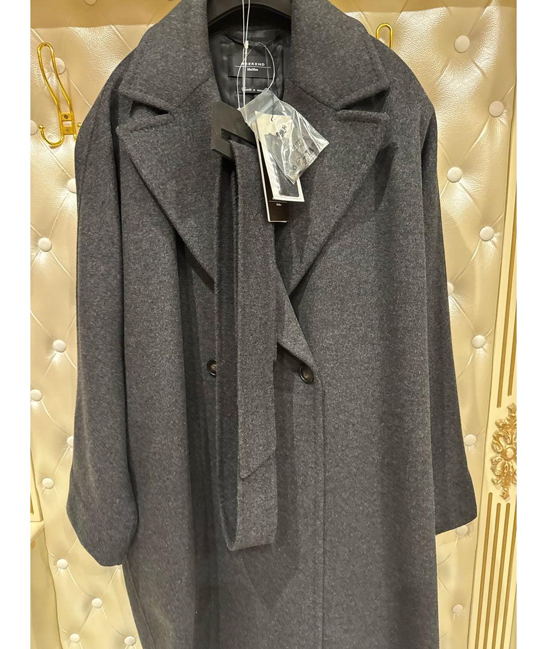 WEEKEND MAX MARA Серое шерстяное пальто, фото 3