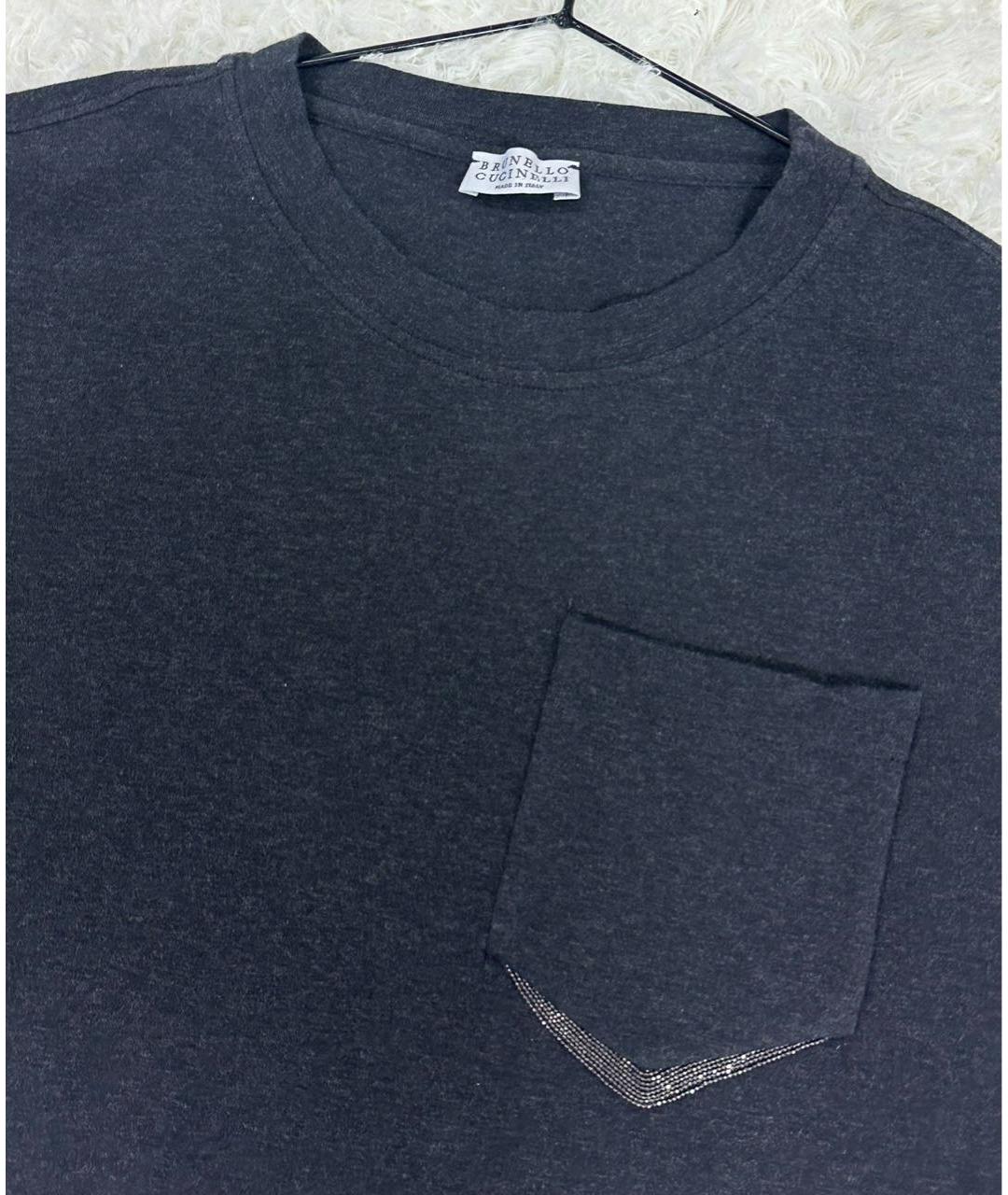 BRUNELLO CUCINELLI Антрацитовая футболка, фото 2