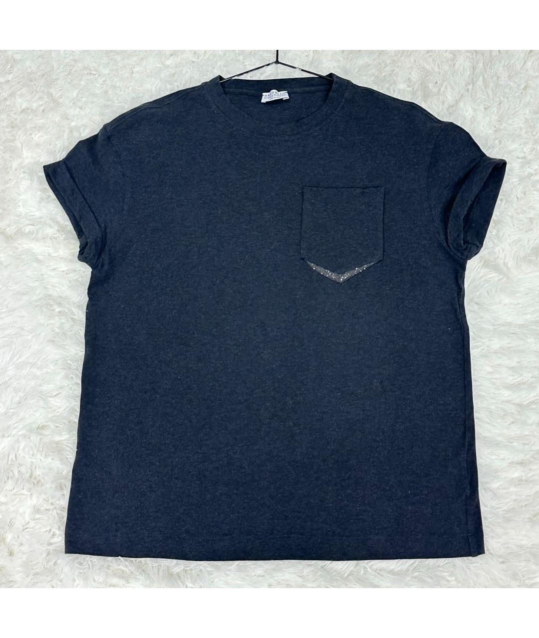 BRUNELLO CUCINELLI Антрацитовая футболка, фото 6