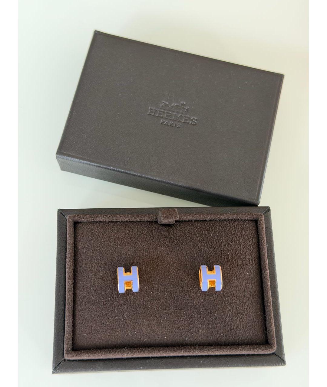 HERMES Фиолетовые металлические серьги, фото 2