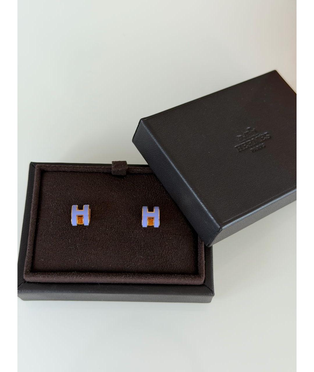 HERMES Фиолетовые металлические серьги, фото 4