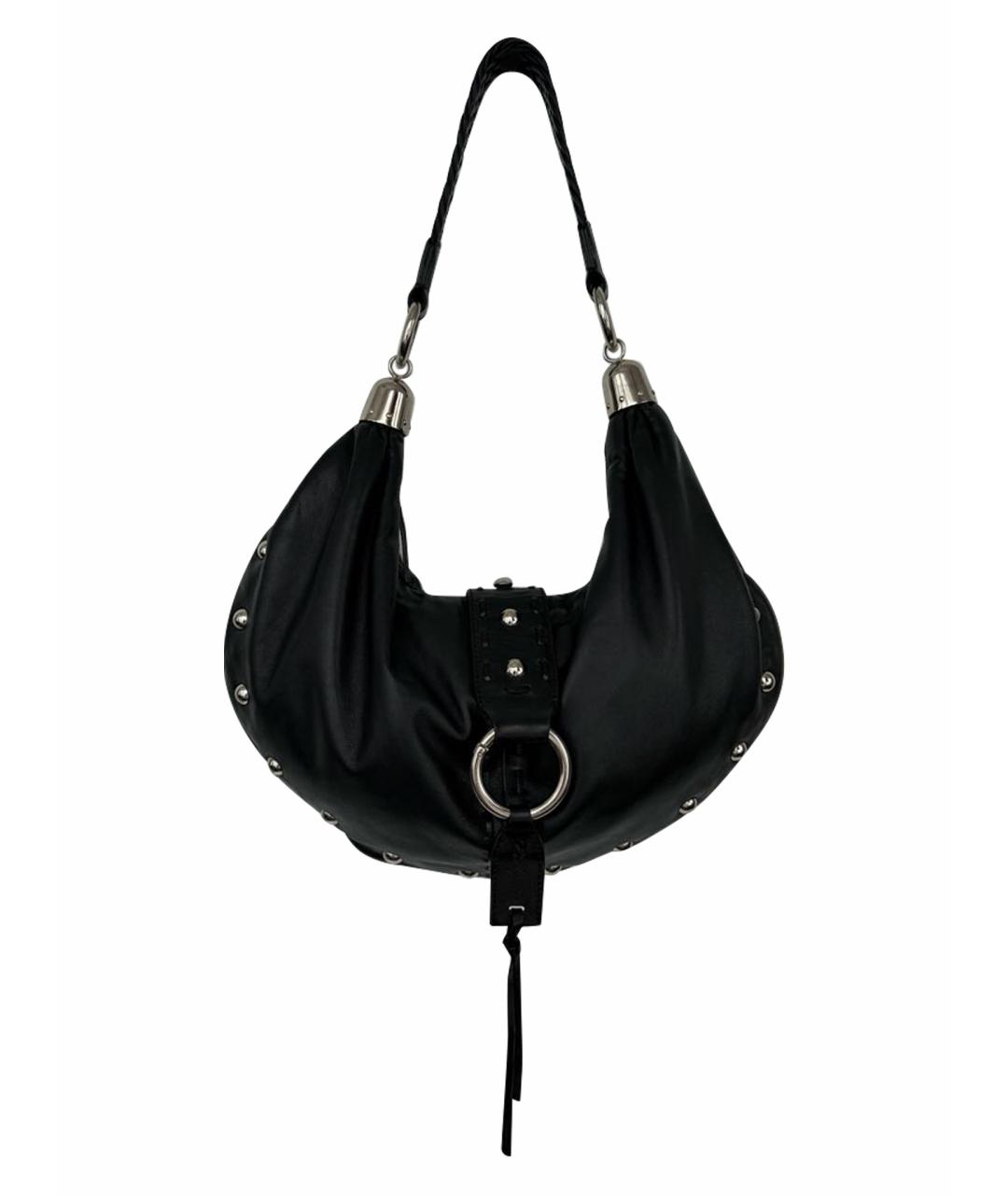 LES COPAINS Черная кожаная сумка через плечо, фото 1