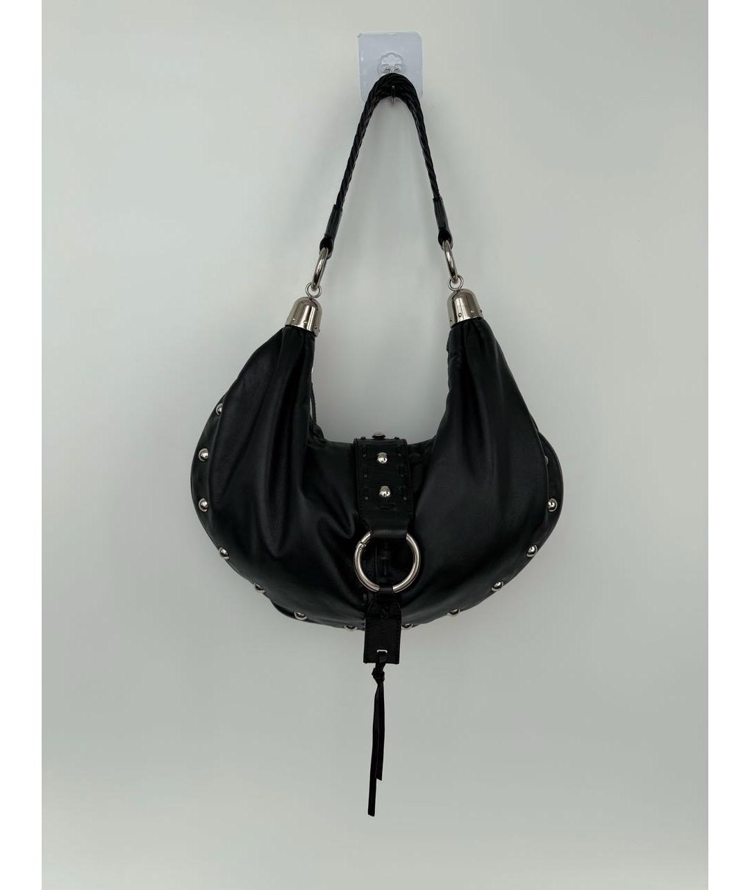 LES COPAINS Черная кожаная сумка через плечо, фото 8