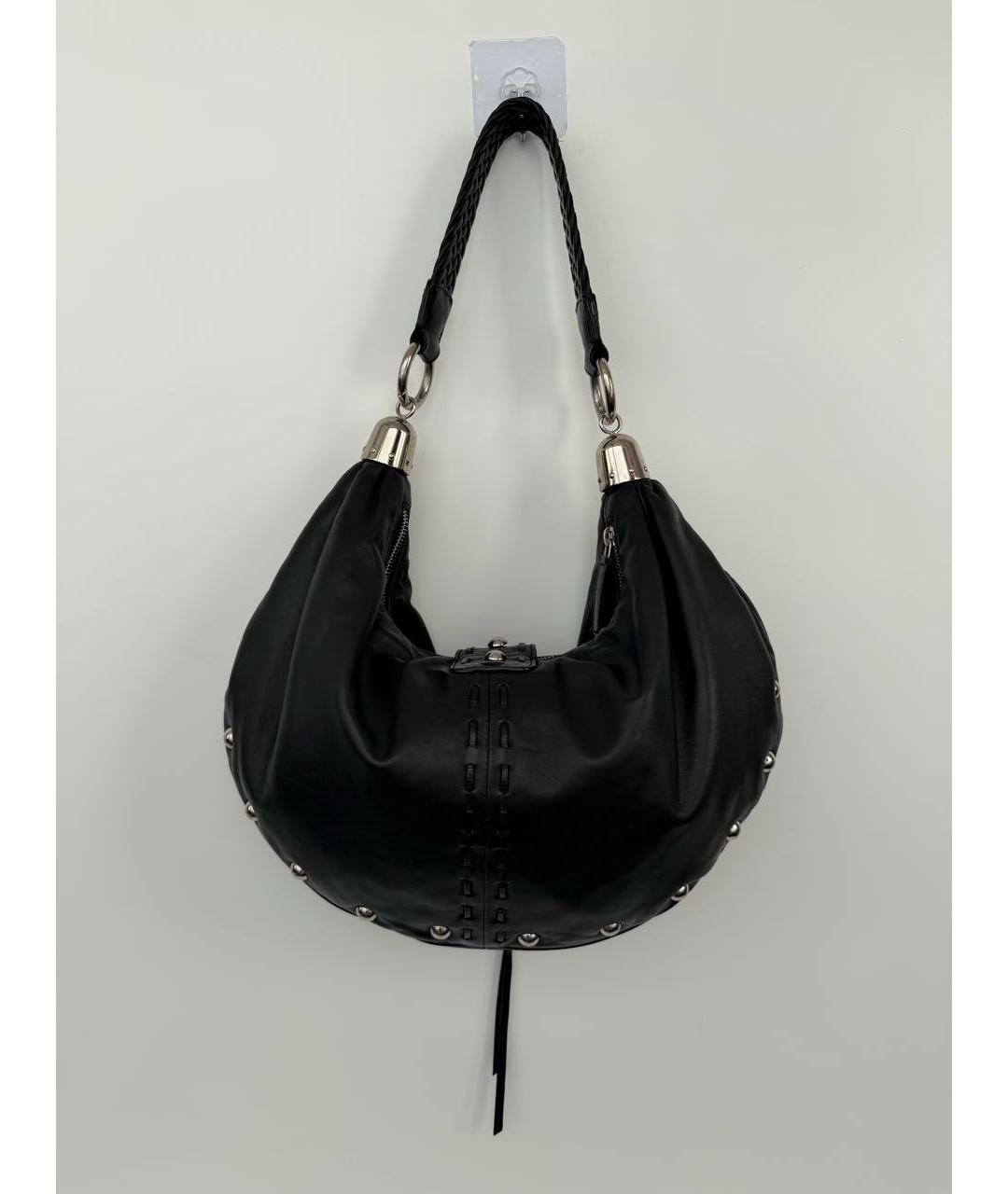 LES COPAINS Черная кожаная сумка через плечо, фото 3