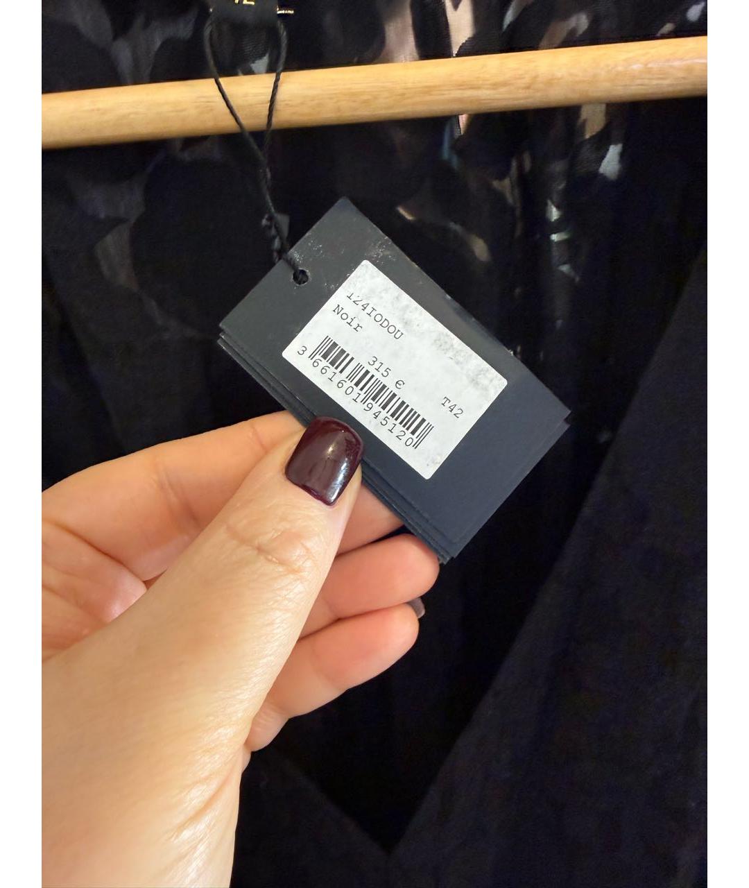 MAJE Черное вискозное коктейльное платье, фото 7