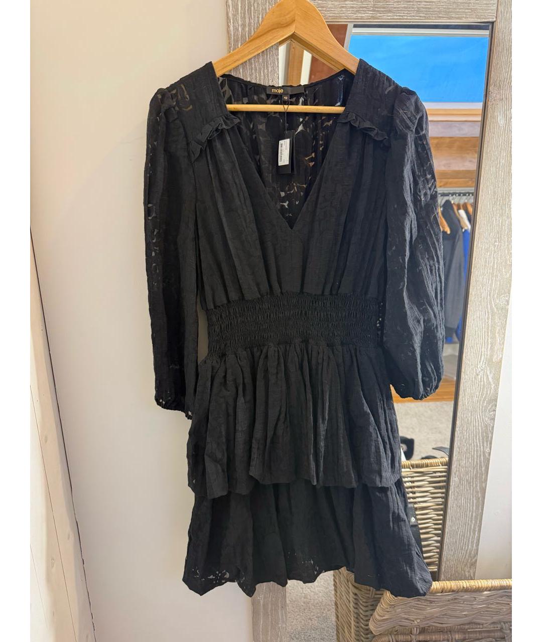 MAJE Черное вискозное коктейльное платье, фото 8