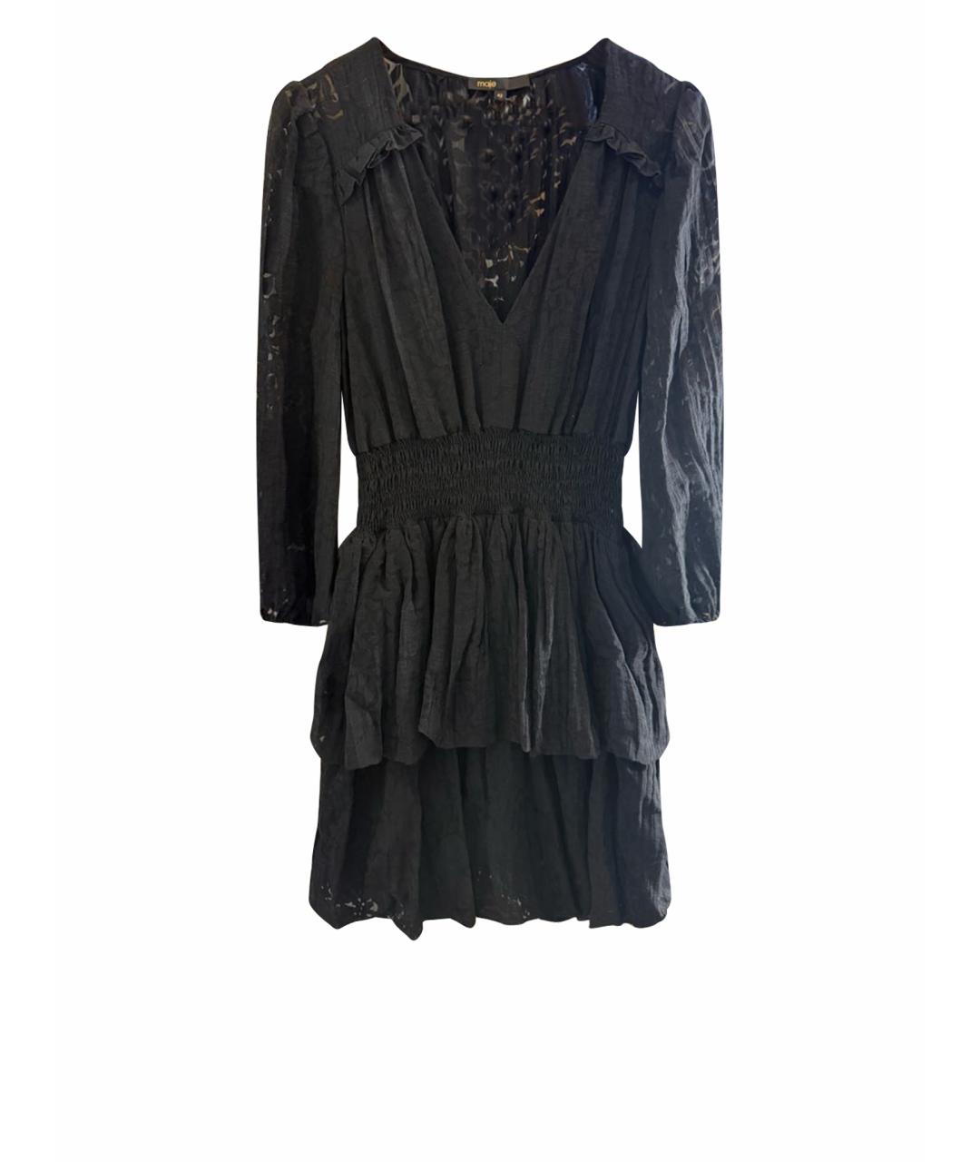 MAJE Черное вискозное коктейльное платье, фото 1