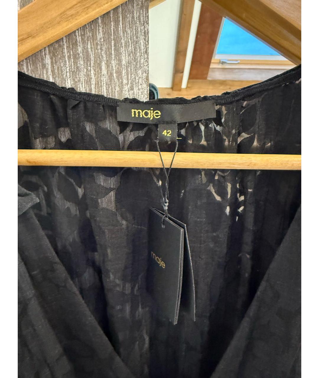 MAJE Черное вискозное коктейльное платье, фото 3