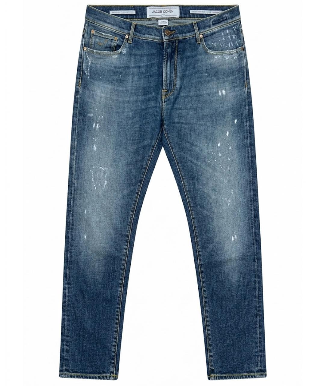 JACOB COHEN Синие хлопковые прямые джинсы, фото 1