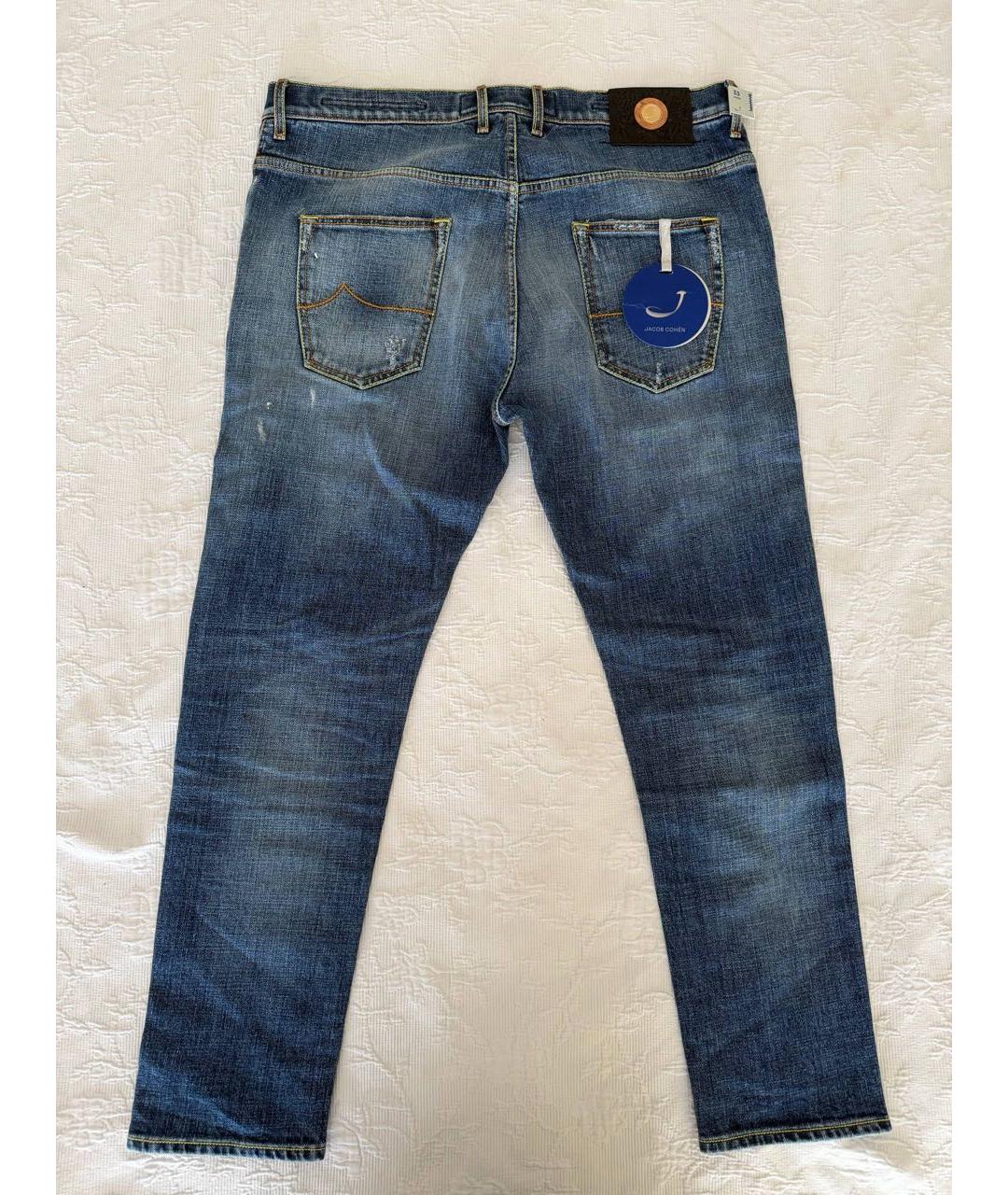 JACOB COHEN Синие хлопковые прямые джинсы, фото 2