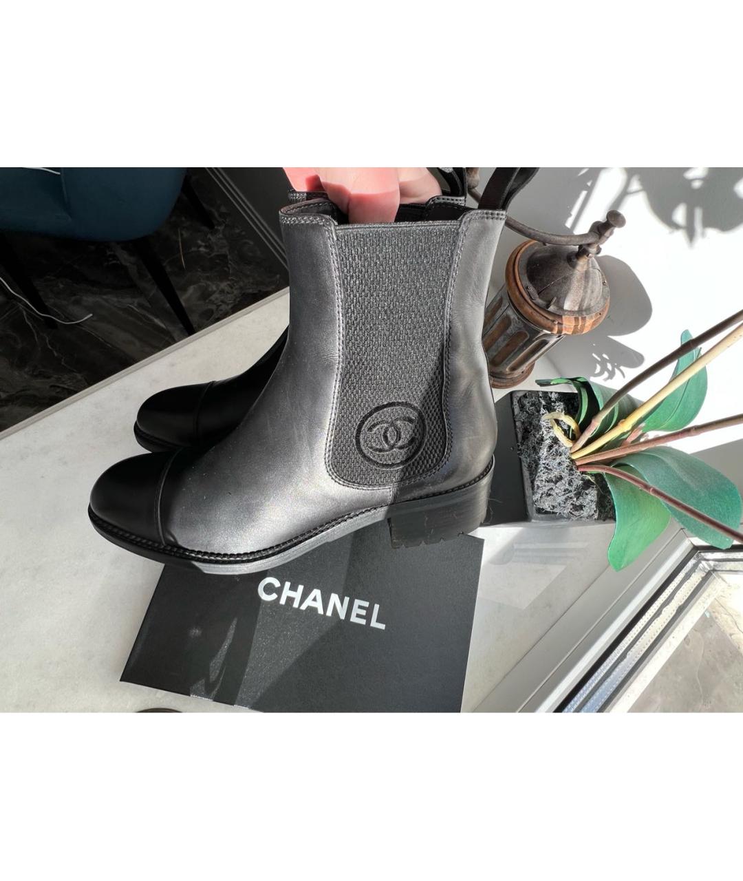 CHANEL Черные кожаные полусапоги, фото 3