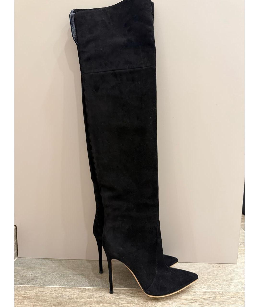 GIANVITO ROSSI Черные замшевые ботфорты, фото 7