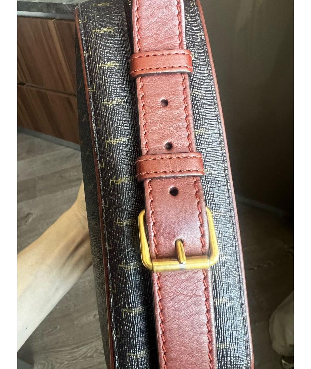 SAINT LAURENT Коричневая сумка через плечо из искусственной кожи, фото 8