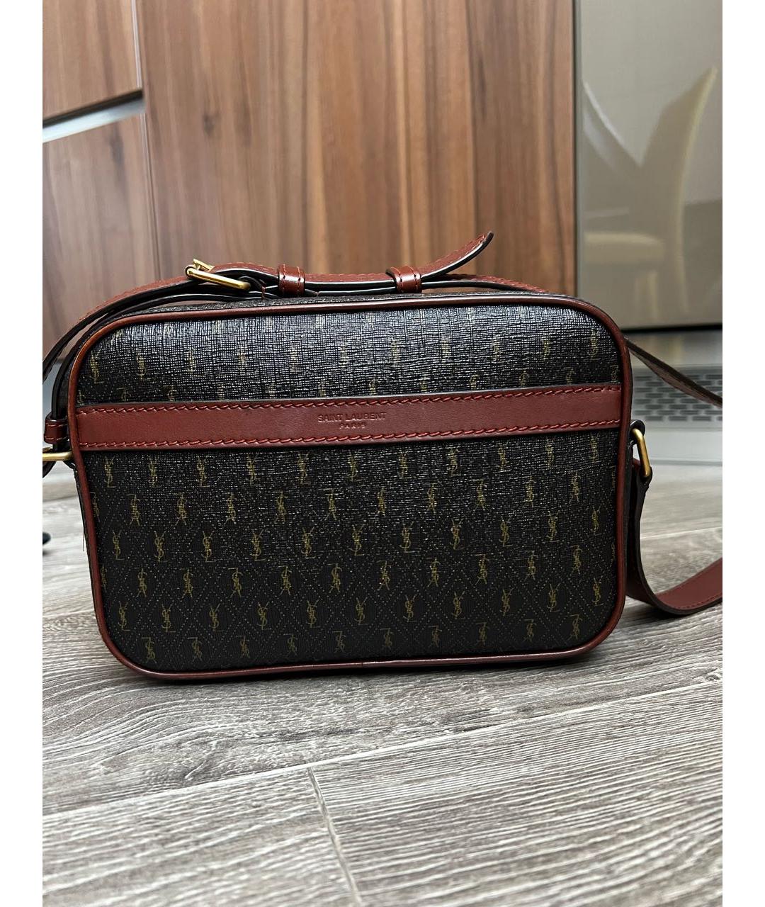 SAINT LAURENT Коричневая сумка через плечо из искусственной кожи, фото 9