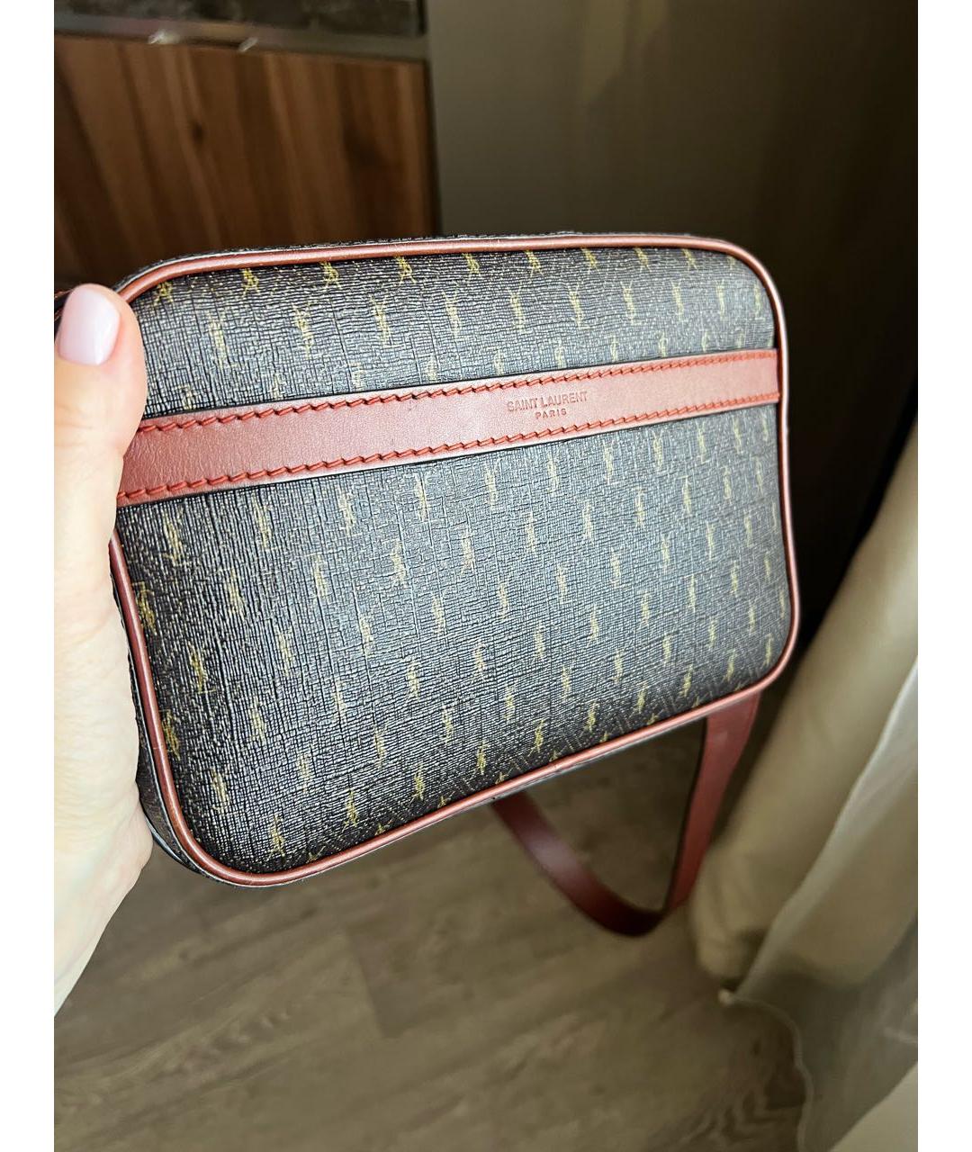 SAINT LAURENT Коричневая сумка через плечо из искусственной кожи, фото 6