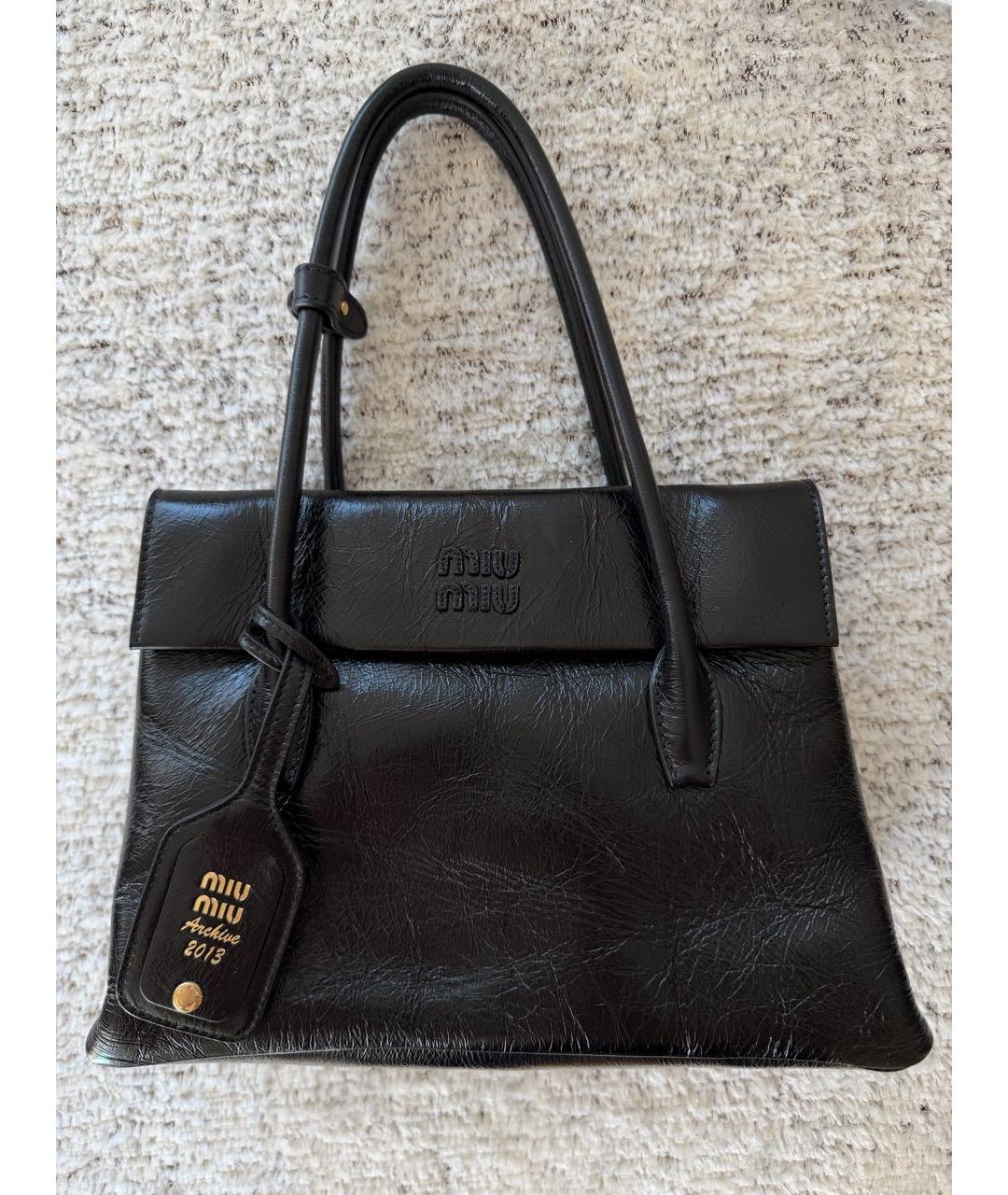 MIU MIU Черная кожаная сумка с короткими ручками, фото 4